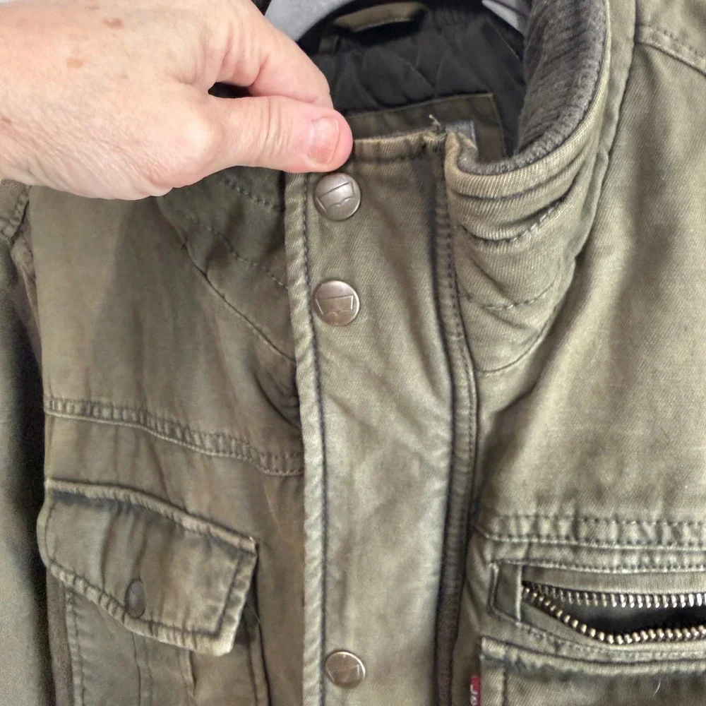 Levi's Field Jacket Military Canvas Coat Small Olive‎ Green Quilted